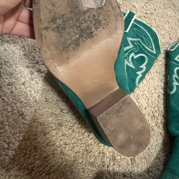 Green Suede Western Boots - Picture 3 of 4